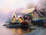 Thomas Kinkade Canvas Paintings - Lochaven Cottage